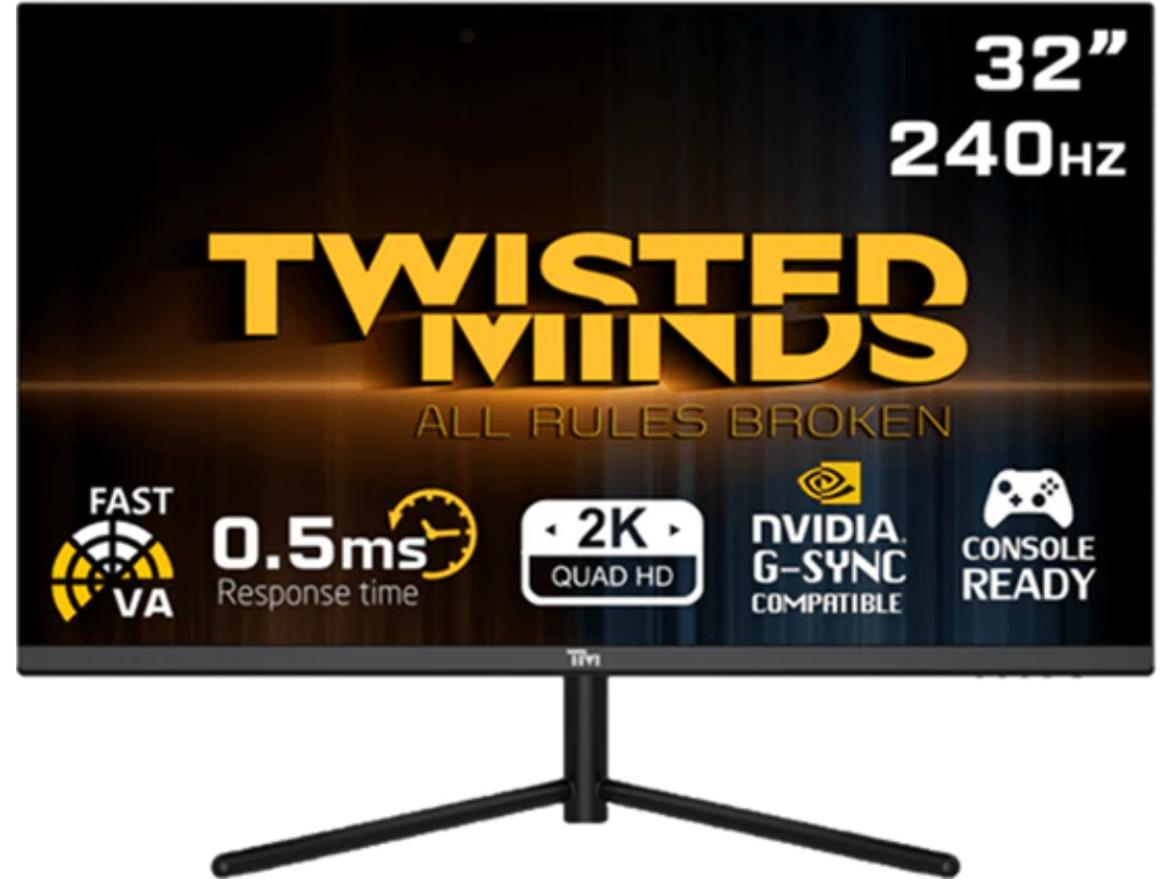 Twisted Minds 32 inch Gaming Monitor, Flat QHD ,240Hz ,VA ,0.5ms ,HDR ,HDMI2.1 - TM32QHD240VA Twisted Minds 32 inch Gaming Monitor, Flat QHD ,240Hz ,VA ,0.5ms ,HDR ,HDMI2.1 - TM32QHD240VA